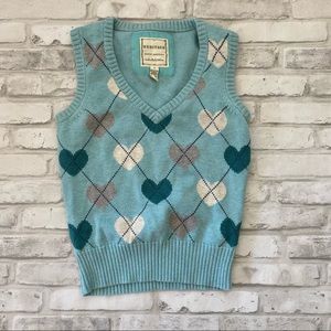 Heritage Heart Argyle Sweater Vest - Teal/turquoise size S